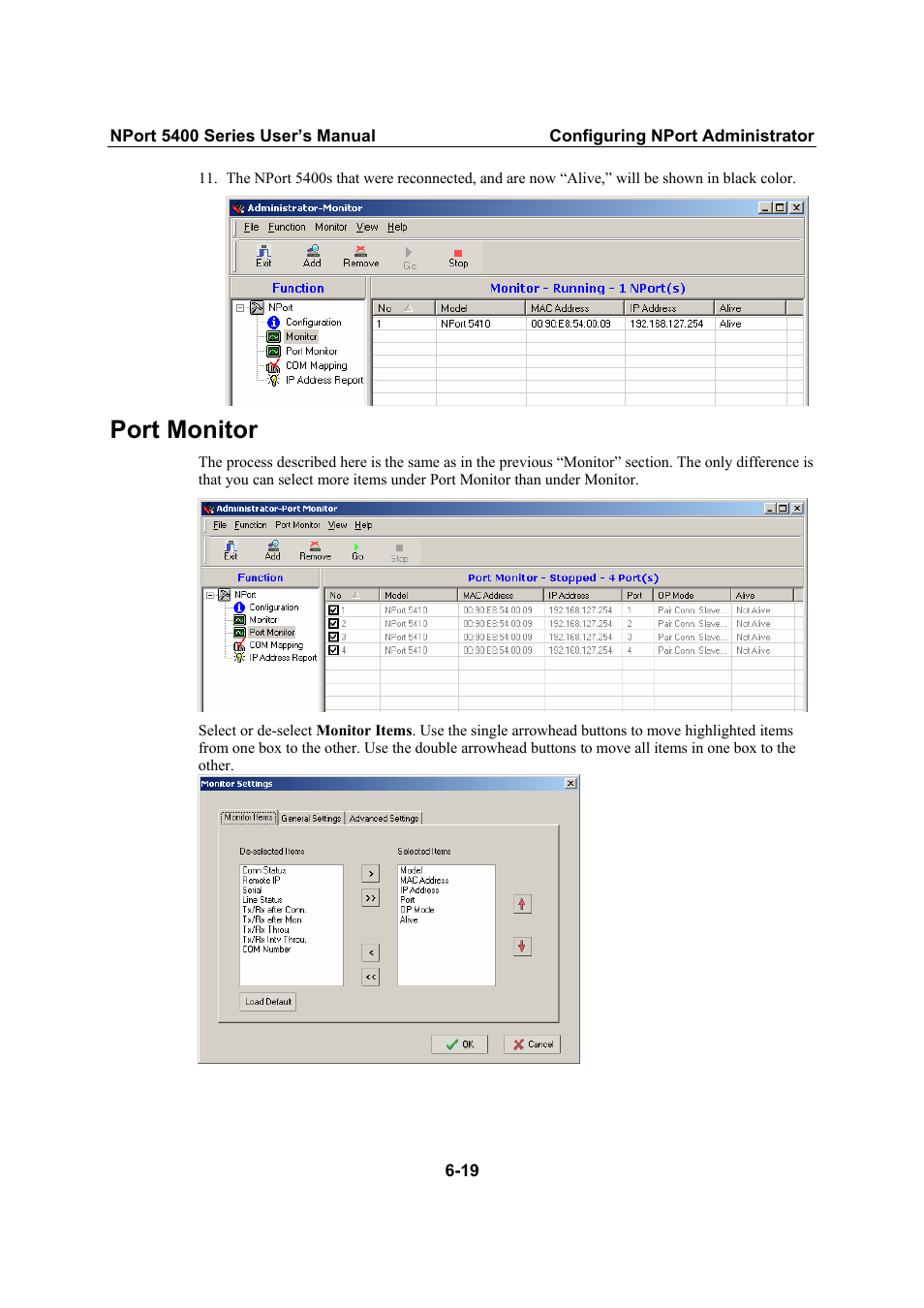 Port monitor | Moxa Technologies NPort 5400 User Manual | Page 75 / 102