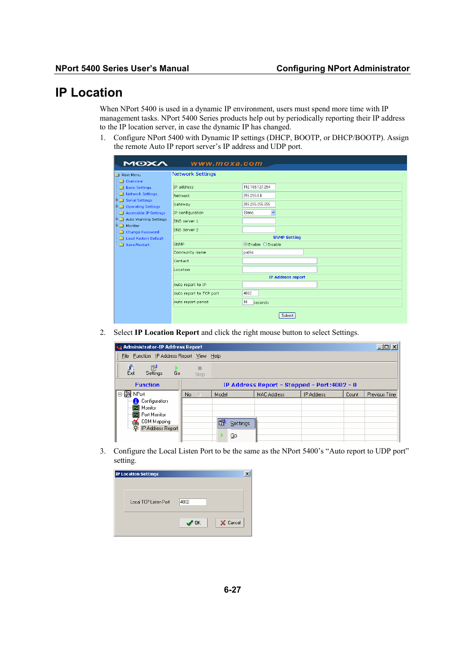 Ip location | Moxa Technologies NPort 5400 User Manual | Page 83 / 102