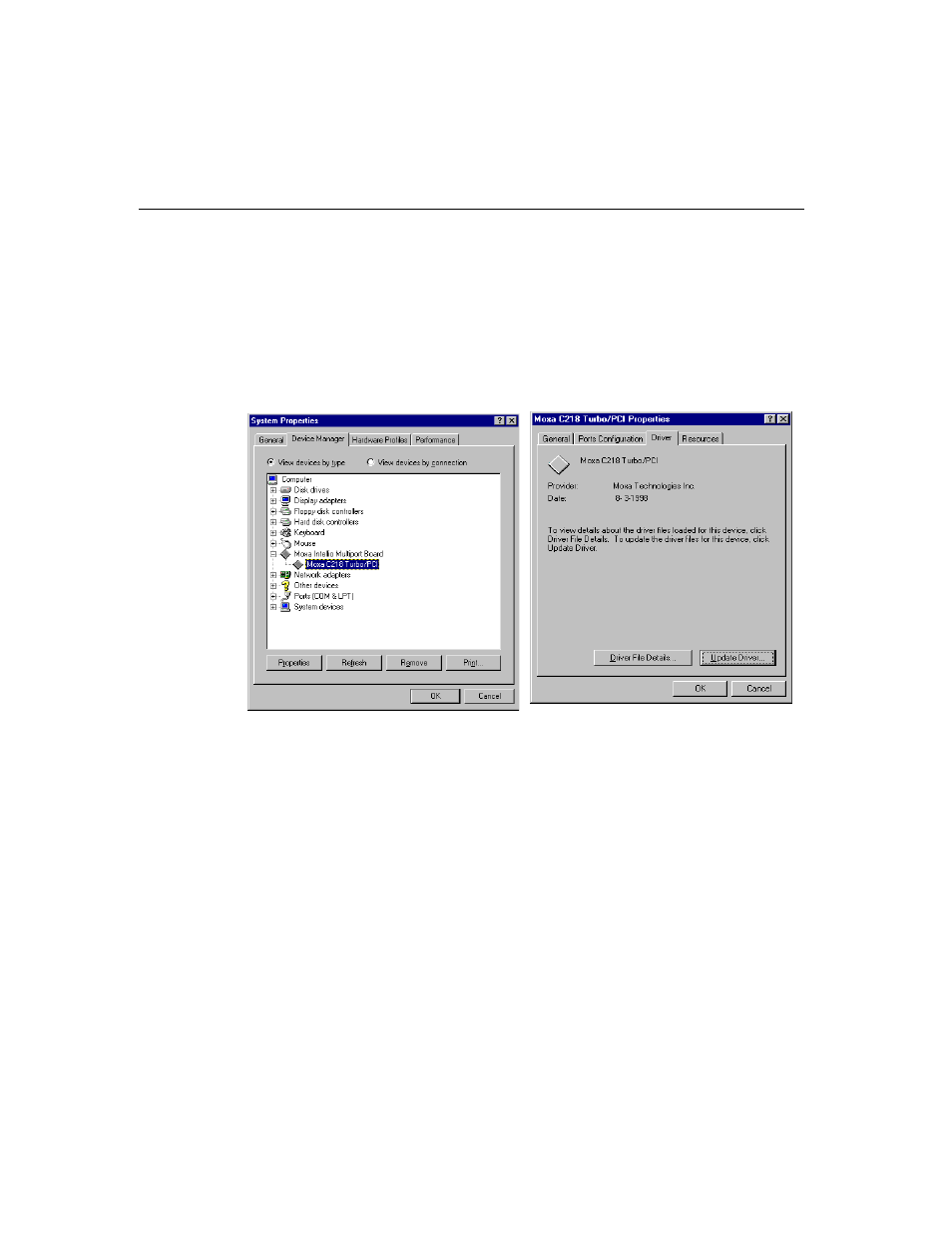 Updating driver, Removing driver | Moxa Technologies INTELLIO C218 User Manual | Page 41 / 93