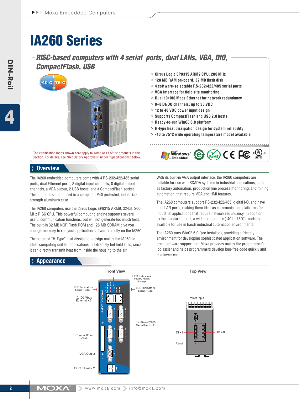 Moxa Technologies MOXA RISC-based computers IA260 User Manual | 3 pages