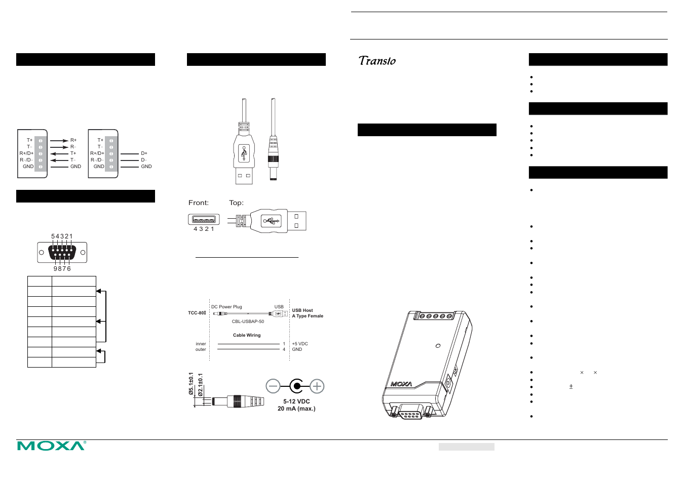 Moxa Technologies TCC-80I User Manual | 2 pages