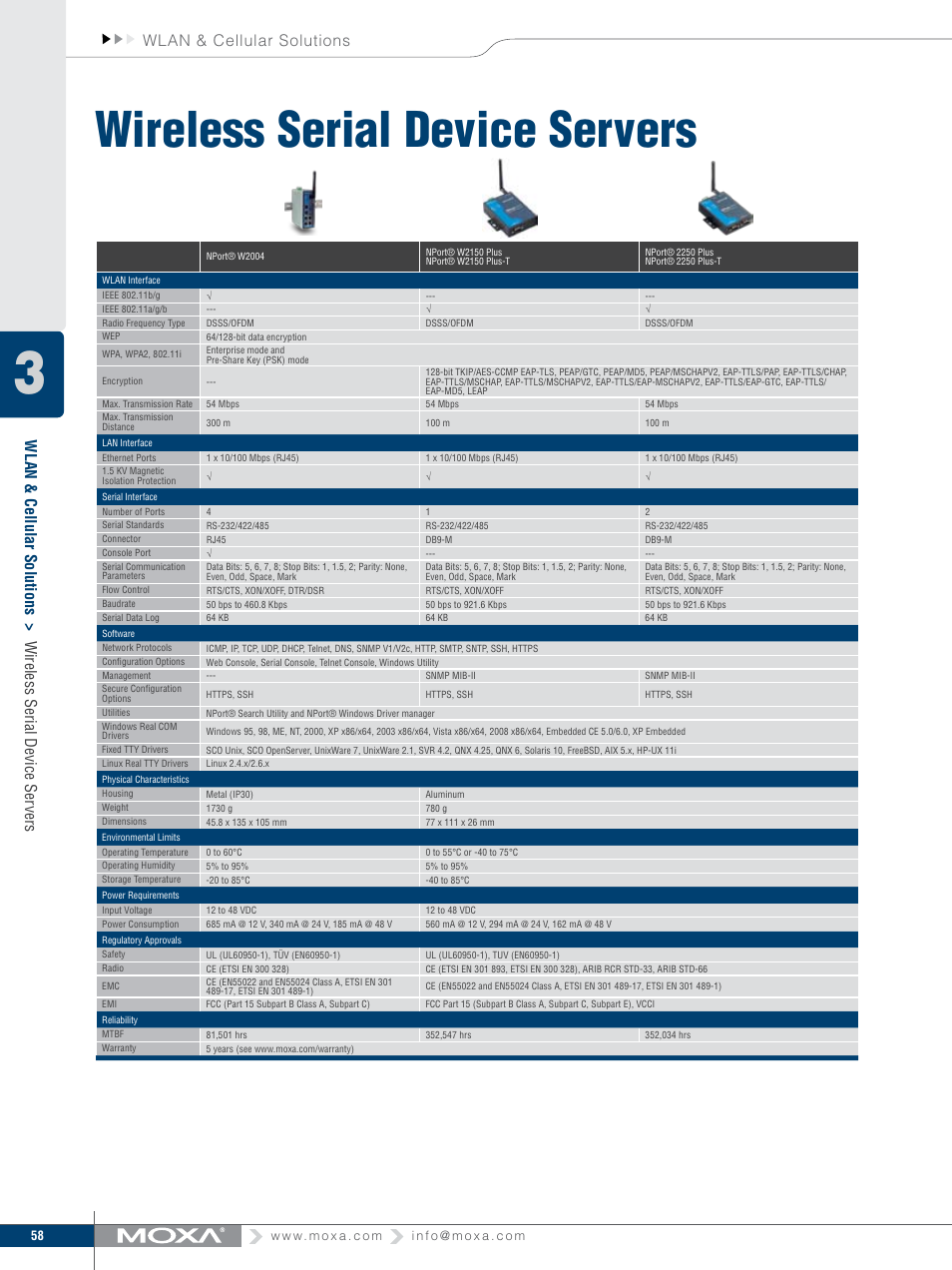 Wireless serial device servers, Wlan & cellular solutions | Moxa Technologies MOXA V91 User Manual | Page 68 / 84