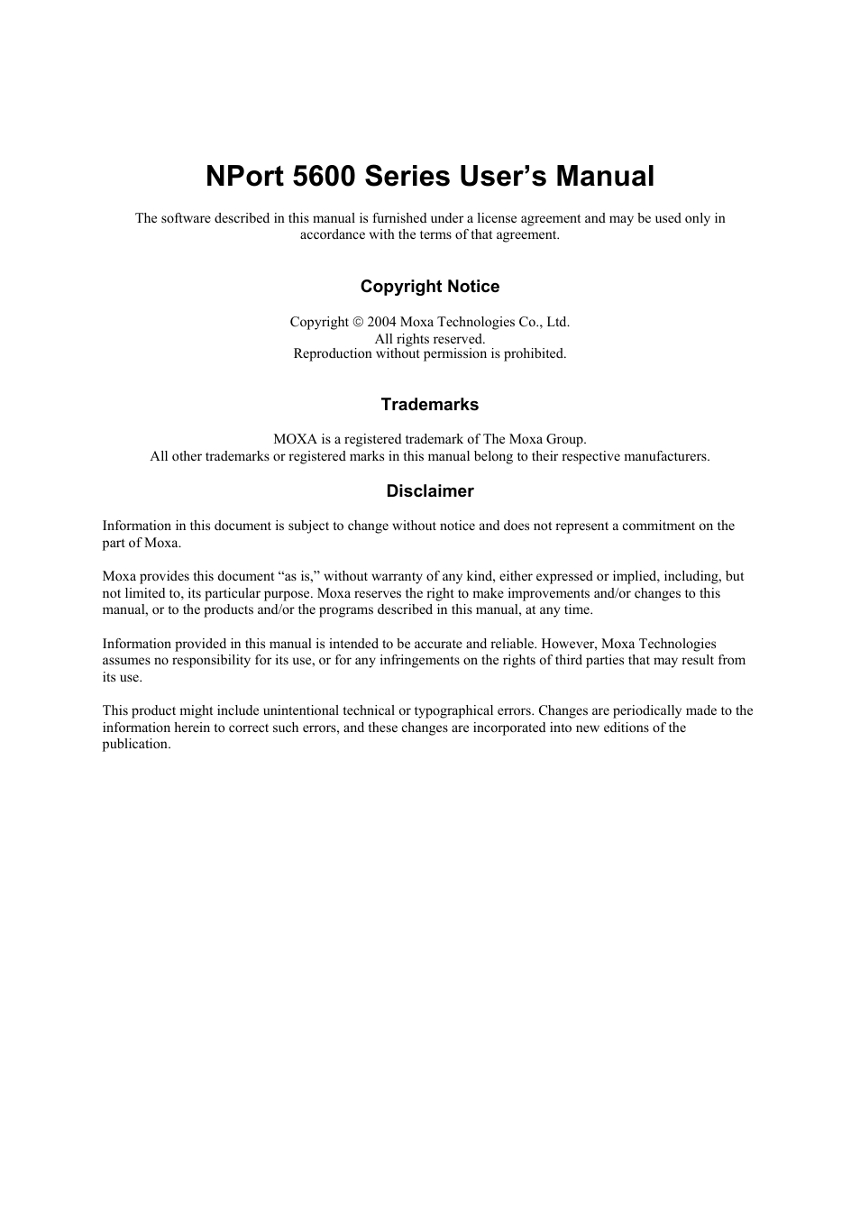 Nport 5600 series user’s manual | Moxa Technologies 5600 User Manual | Page 2 / 93