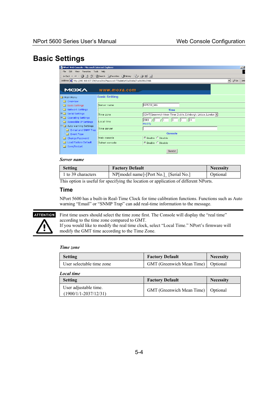 Basic settings, Basic settings -4 | Moxa Technologies 5600 User Manual | Page 30 / 93