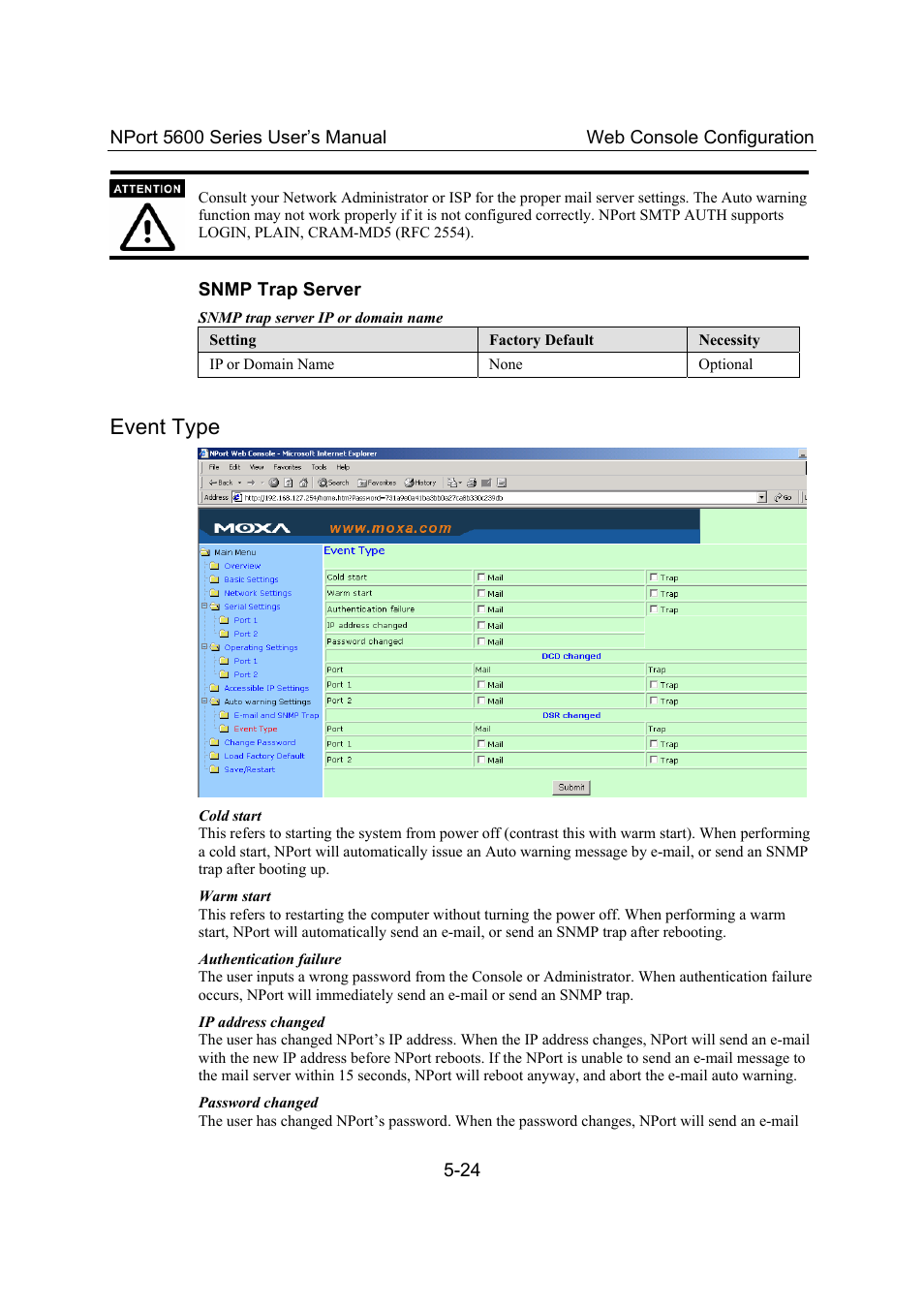 Event type, Event type -24 | Moxa Technologies 5600 User Manual | Page 50 / 93