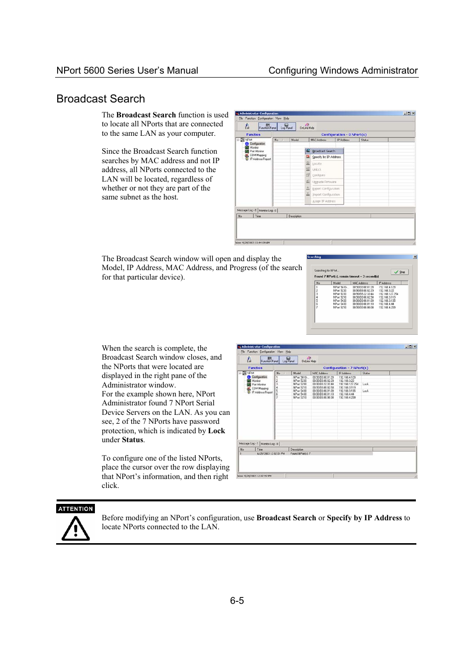 Broadcast search, Broadcast search -5 | Moxa Technologies 5600 User Manual | Page 57 / 93