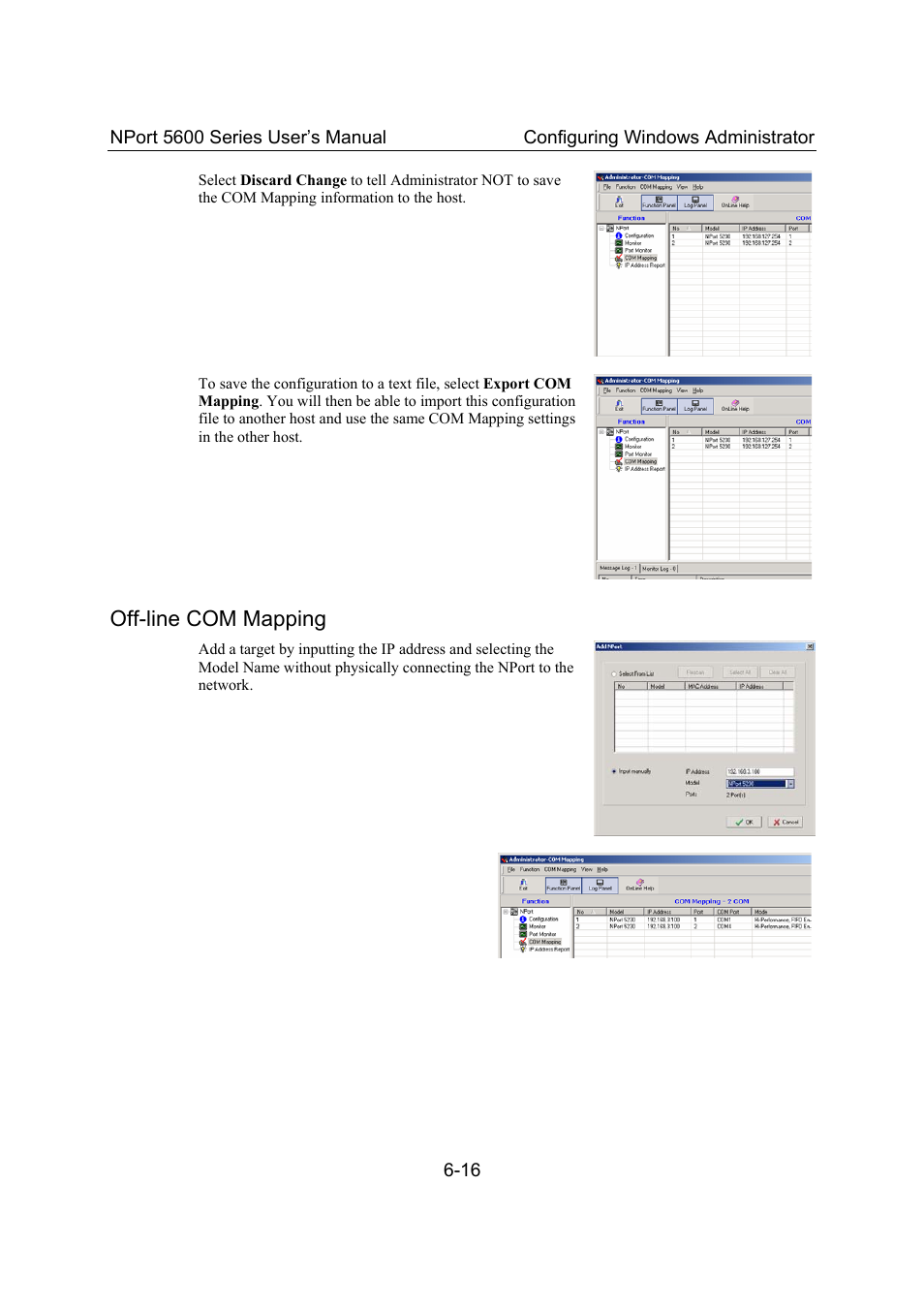 Off-line com mapping, Off-line com mapping -16 | Moxa Technologies 5600 User Manual | Page 68 / 93