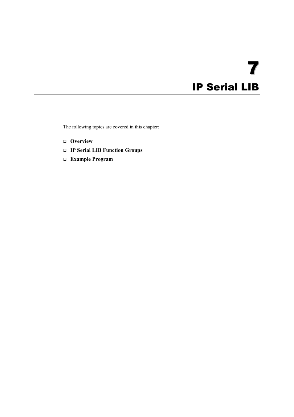 Chapter 7: ip serial lib, Chapter 7, Ip serial lib -1 | Ip serial lib | Moxa Technologies 5600 User Manual | Page 71 / 93
