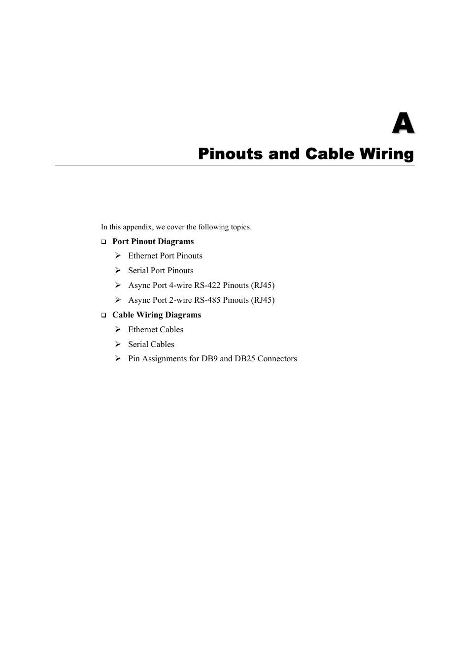 Appendix a: pinouts and cable wiring, Appendix a, Pinouts and cable wiring | Moxa Technologies 5600 User Manual | Page 75 / 93
