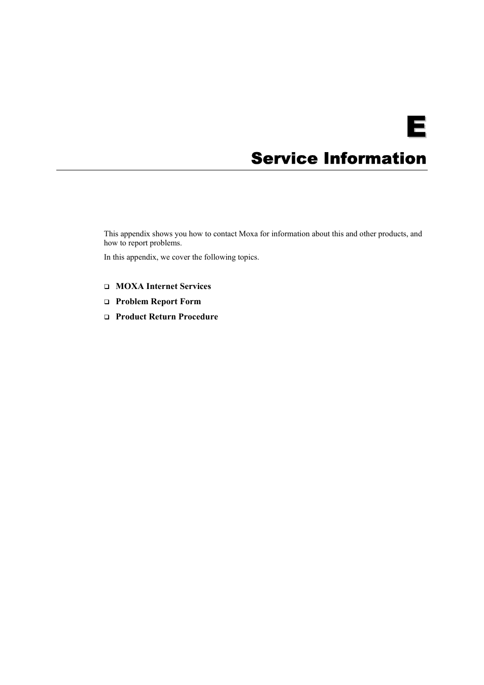 Appendix e: service information, Appendix e, Service information | Moxa Technologies 5600 User Manual | Page 89 / 93