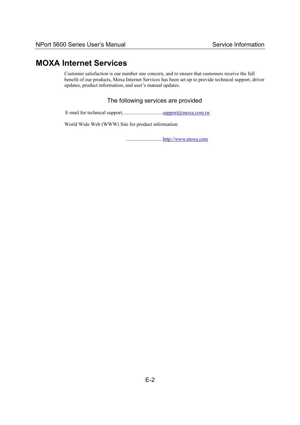 Moxa internet services | Moxa Technologies 5600 User Manual | Page 90 / 93