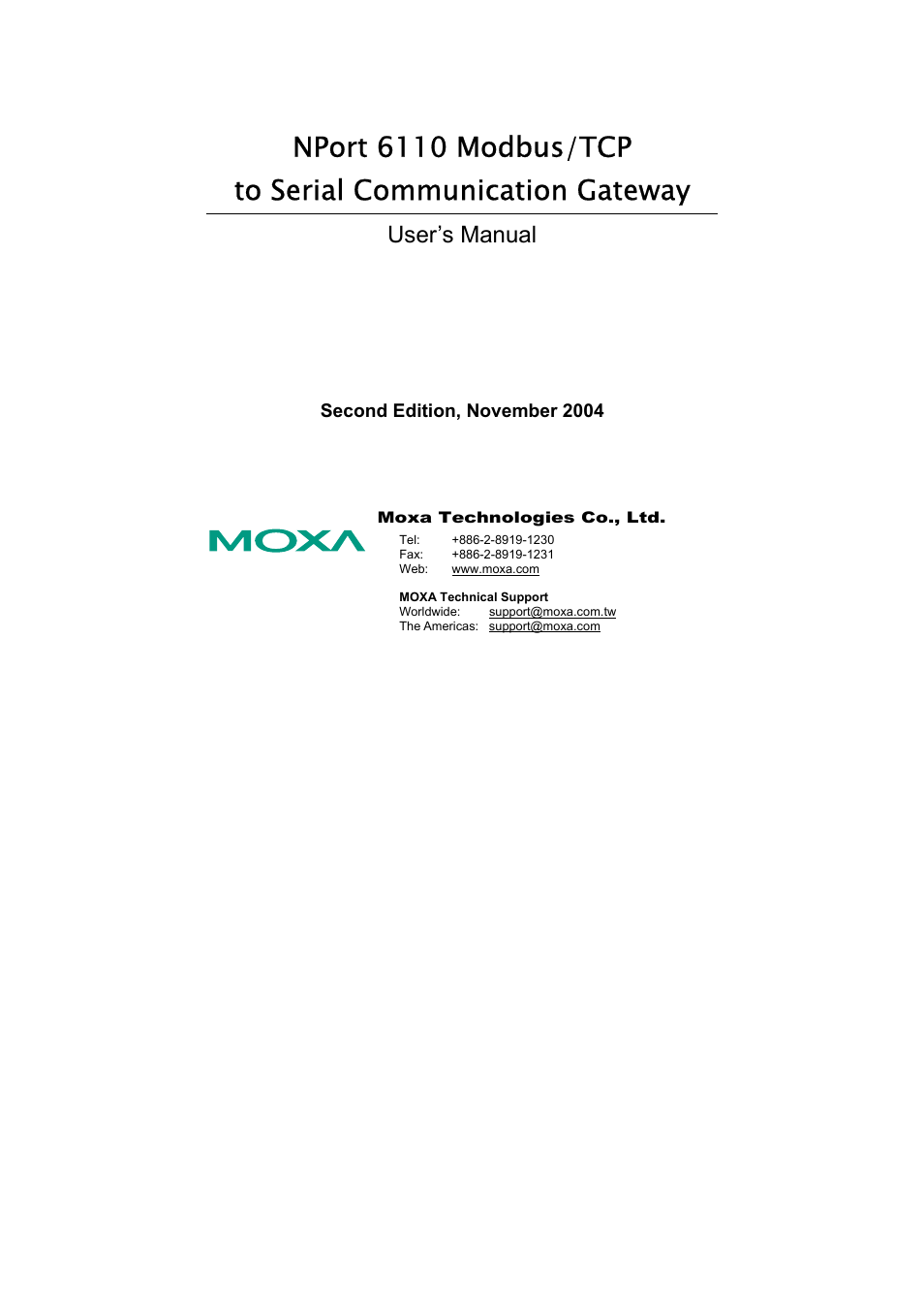 Moxa Technologies 6110 User Manual | 52 pages