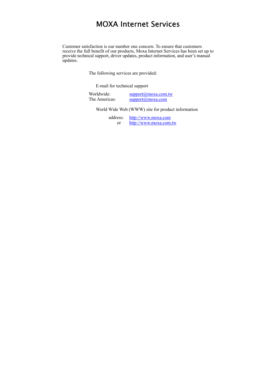 Moxa internet services | Moxa Technologies 6110 User Manual | Page 5 / 52