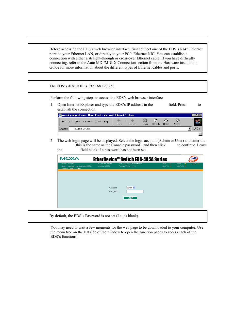 Moxa Technologies Moxa EtherDevice Switch EDS-405A User Manual | Page 14 / 82