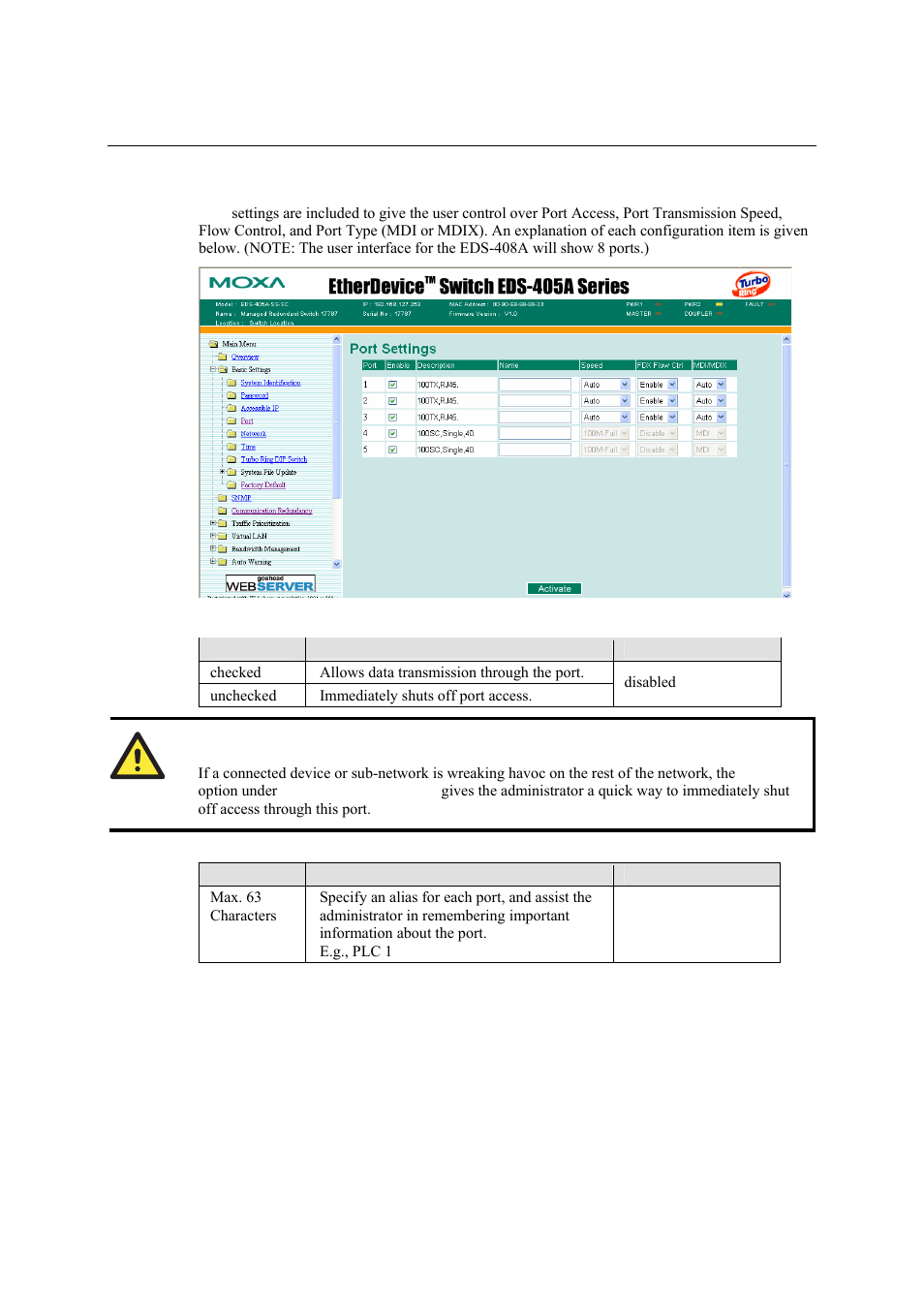 Port | Moxa Technologies Moxa EtherDevice Switch EDS-405A User Manual | Page 20 / 82