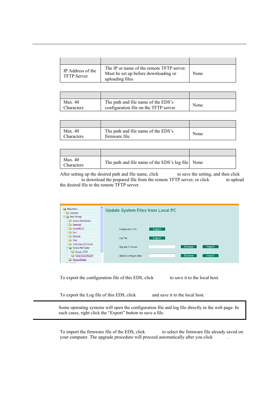 System file update—by local import/export, System file update—by local import/export -13 | Moxa Technologies Moxa EtherDevice Switch EDS-405A User Manual | Page 28 / 82