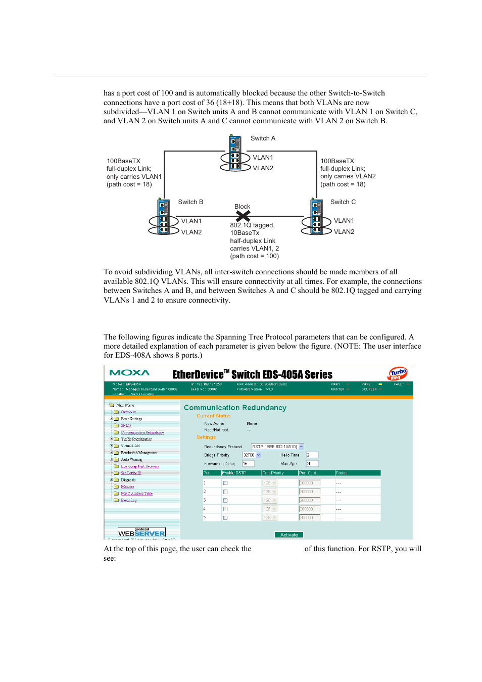 Configuring stp/rstp, Configuring stp/rstp -32 | Moxa Technologies Moxa EtherDevice Switch EDS-405A User Manual | Page 47 / 82