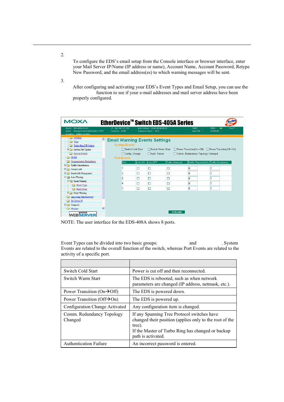 Email warning events settings, Email warning events settings -45 | Moxa Technologies Moxa EtherDevice Switch EDS-405A User Manual | Page 60 / 82