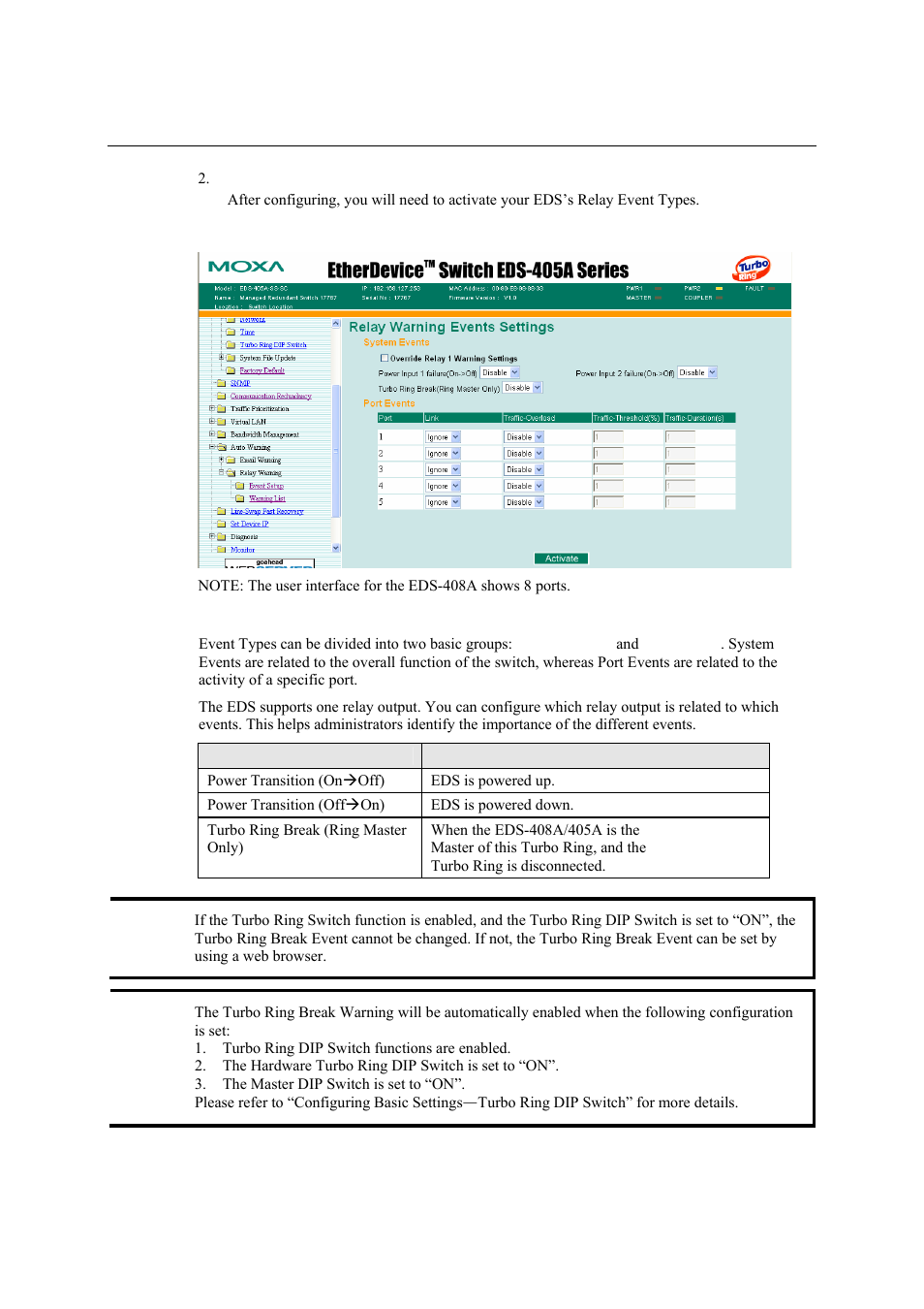 Relay warning events settings, Relay warning events settings -48 | Moxa Technologies Moxa EtherDevice Switch EDS-405A User Manual | Page 63 / 82