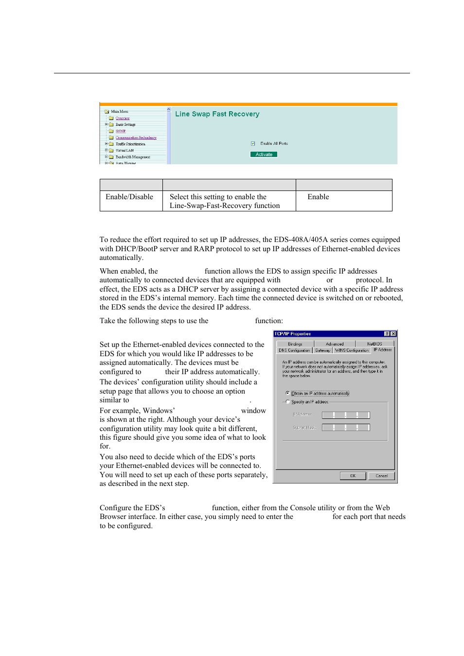 Configuring line-swap fast recovery, Using set device ip, Configuring line-swap fast recovery -50 | Using set device ip -50 | Moxa Technologies Moxa EtherDevice Switch EDS-405A User Manual | Page 65 / 82