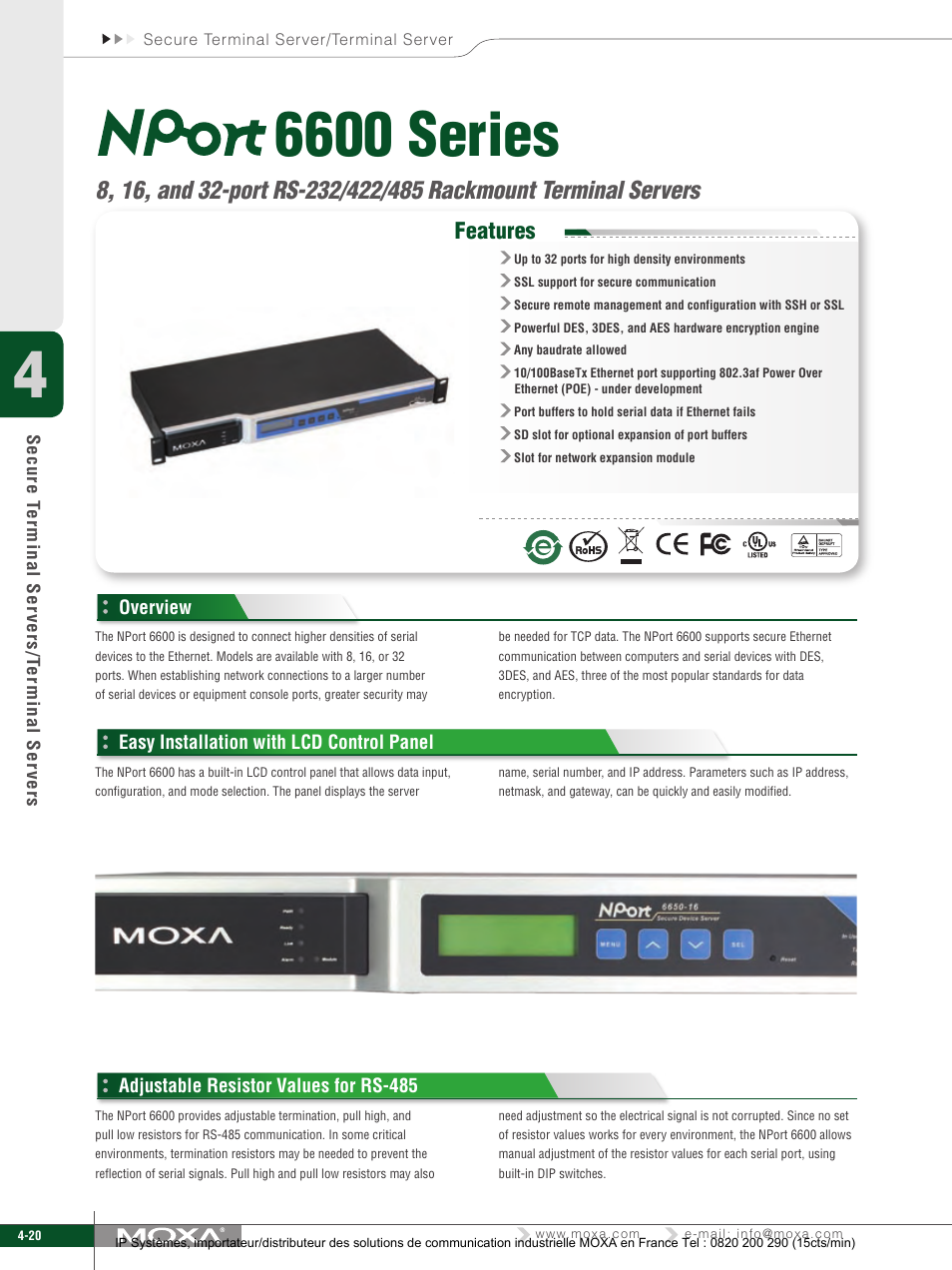 6600 series, Features | Moxa Technologies 6450 User Manual | Page 20 / 30