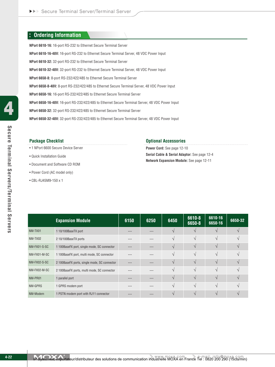 Ordering information | Moxa Technologies 6450 User Manual | Page 22 / 30