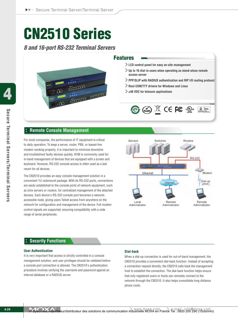 Cn2510 series, Features | Moxa Technologies 6450 User Manual | Page 24 / 30