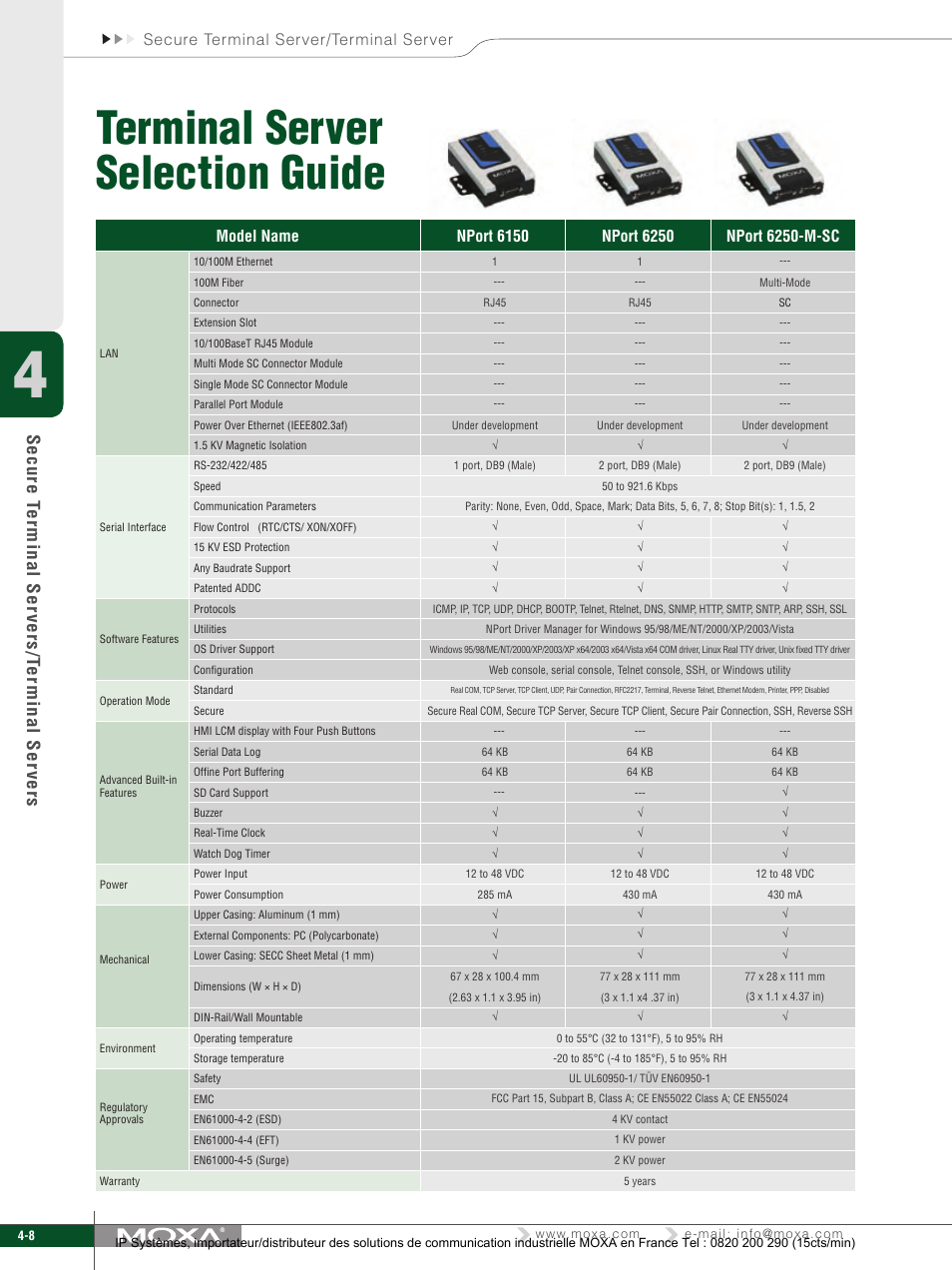 Terminal server selection guide | Moxa Technologies 6450 User Manual | Page 8 / 30