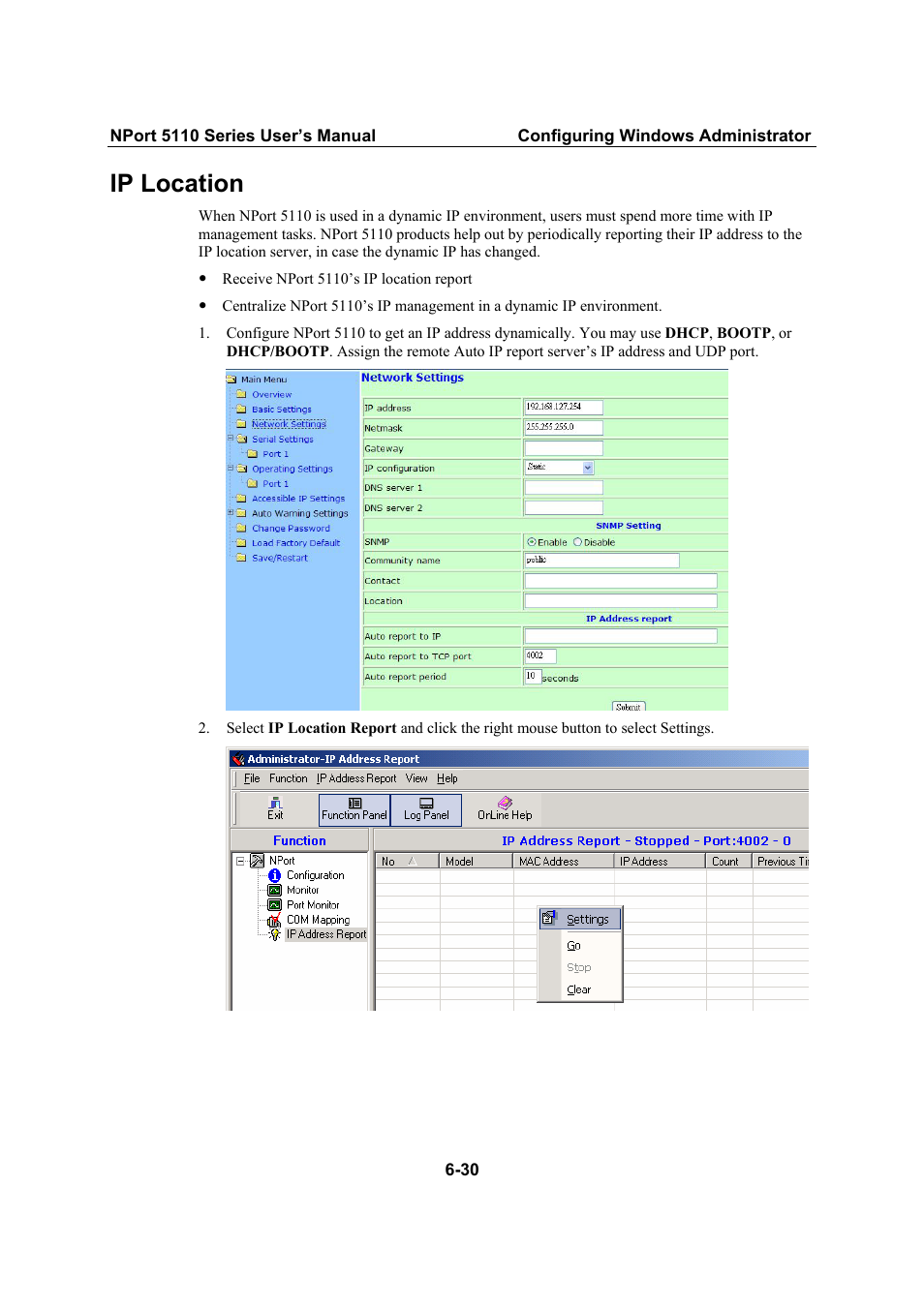 Ip location, Ip location -30 | Moxa Technologies NPort 5110 Series User Manual | Page 81 / 101