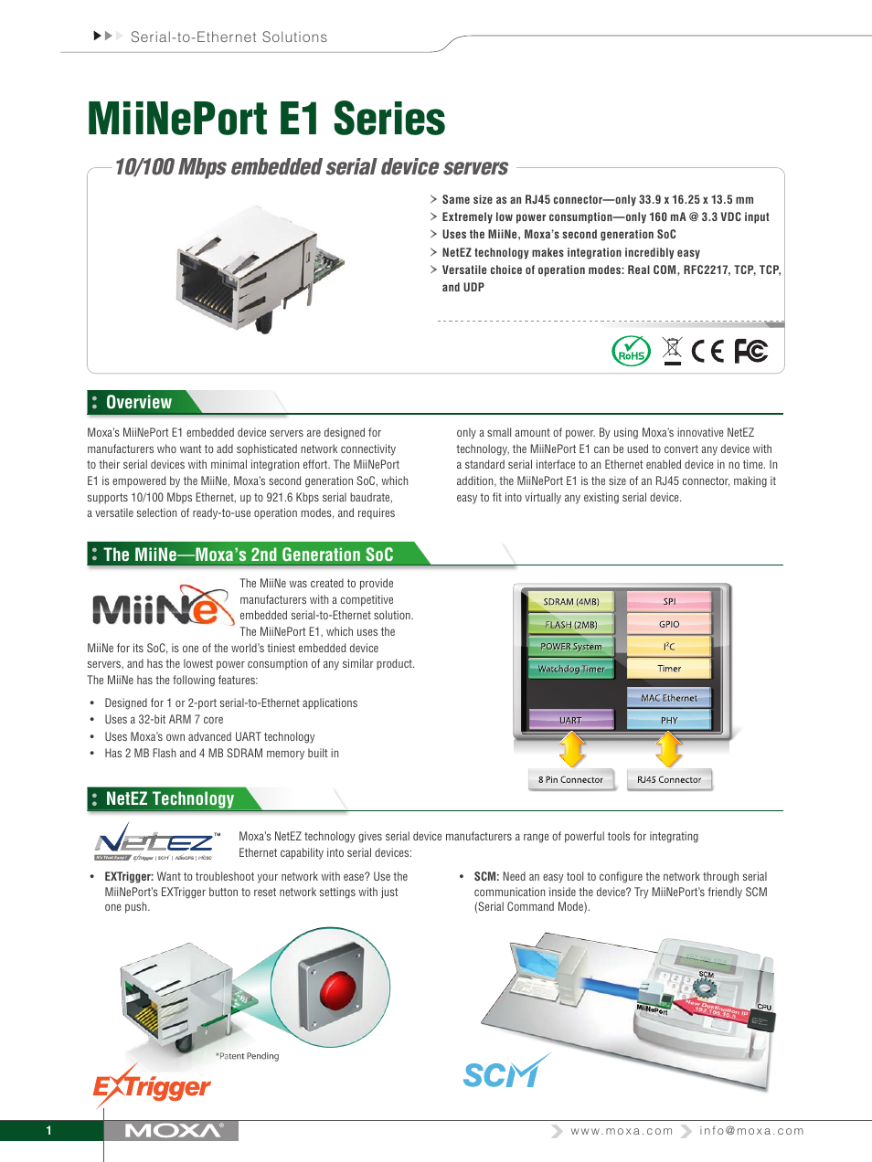 Moxa Technologies MIINEPORT E1 User Manual | 4 pages