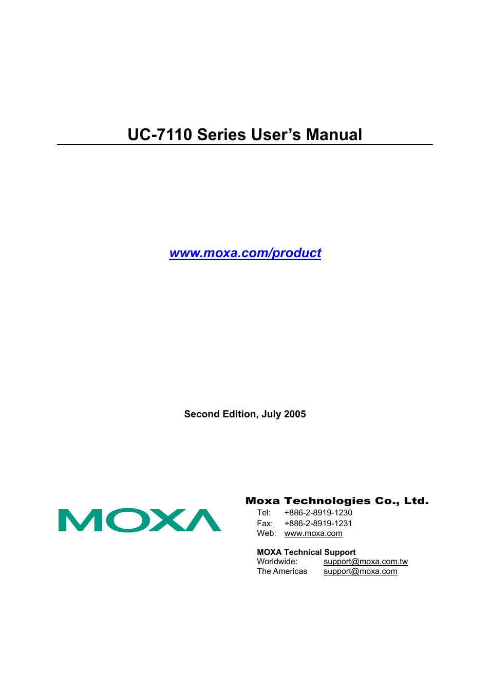 Moxa Technologies UC-7110 User Manual | 64 pages