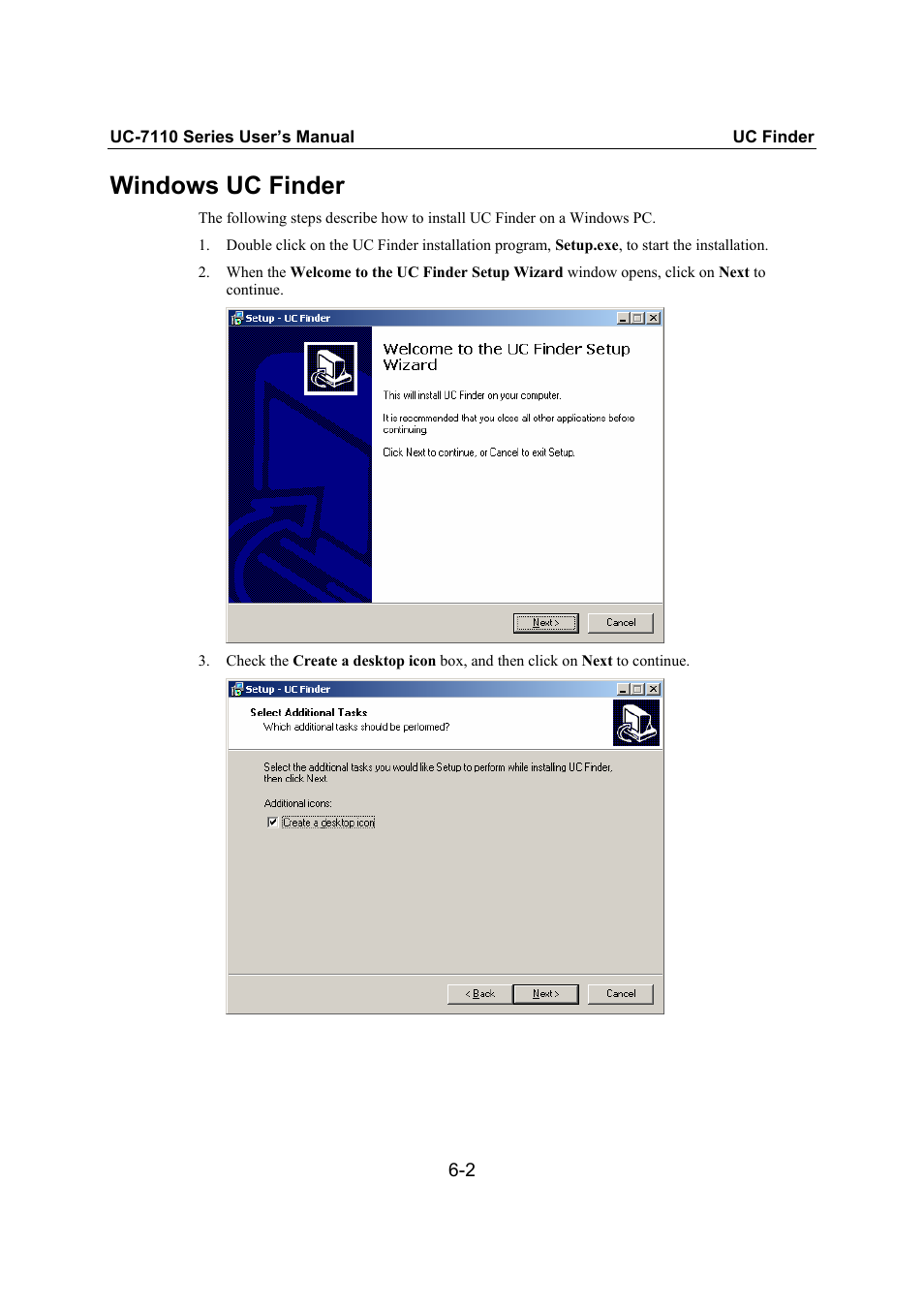 Windows uc finder | Moxa Technologies UC-7110 User Manual | Page 50 / 64