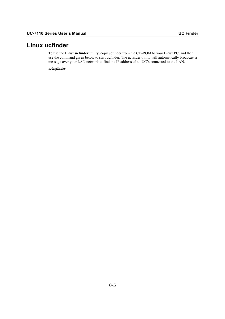 Linux ucfinder | Moxa Technologies UC-7110 User Manual | Page 53 / 64