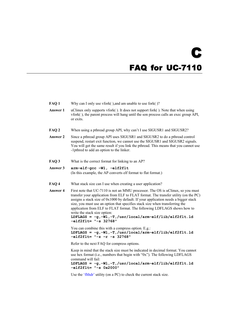 C. faq for uc-7110, Appendix c, Faq for uc-7110 | Moxa Technologies UC-7110 User Manual | Page 59 / 64