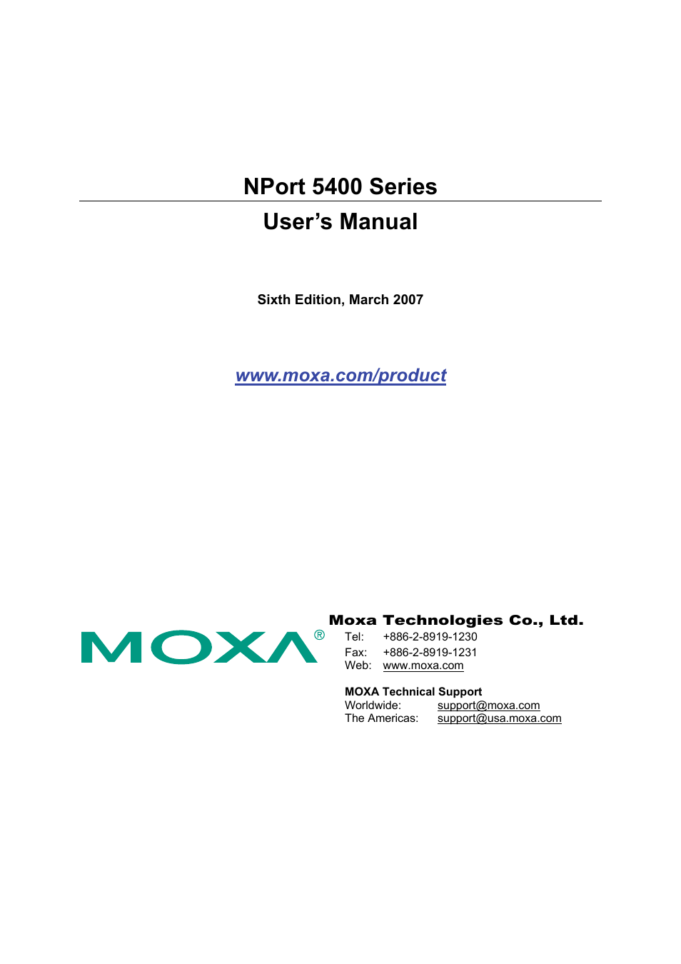 Moxa Technologies NPort 5400 Series User Manual | 104 pages