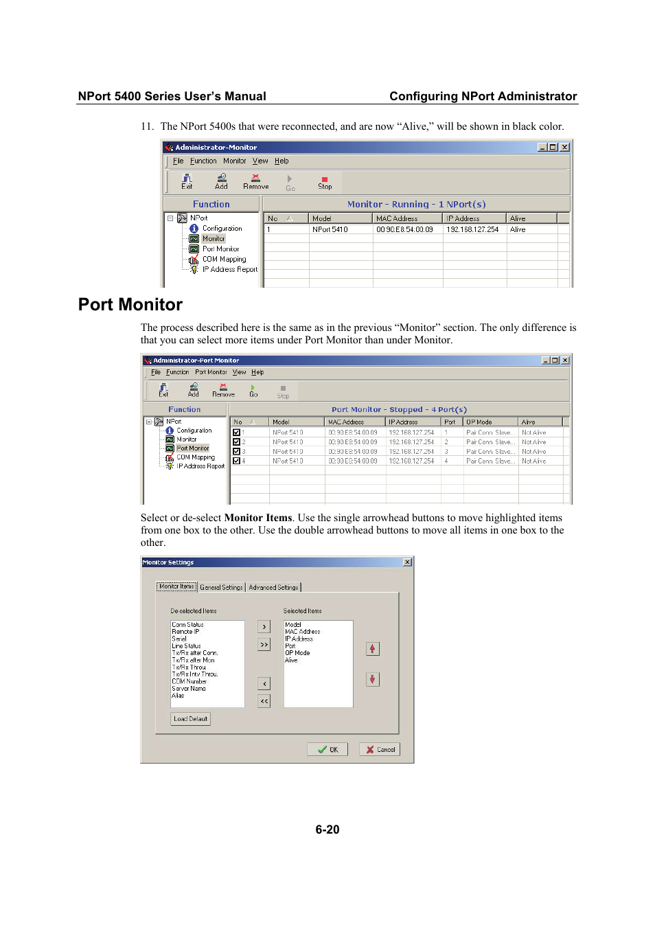 Port monitor | Moxa Technologies NPort 5400 Series User Manual | Page 77 / 104