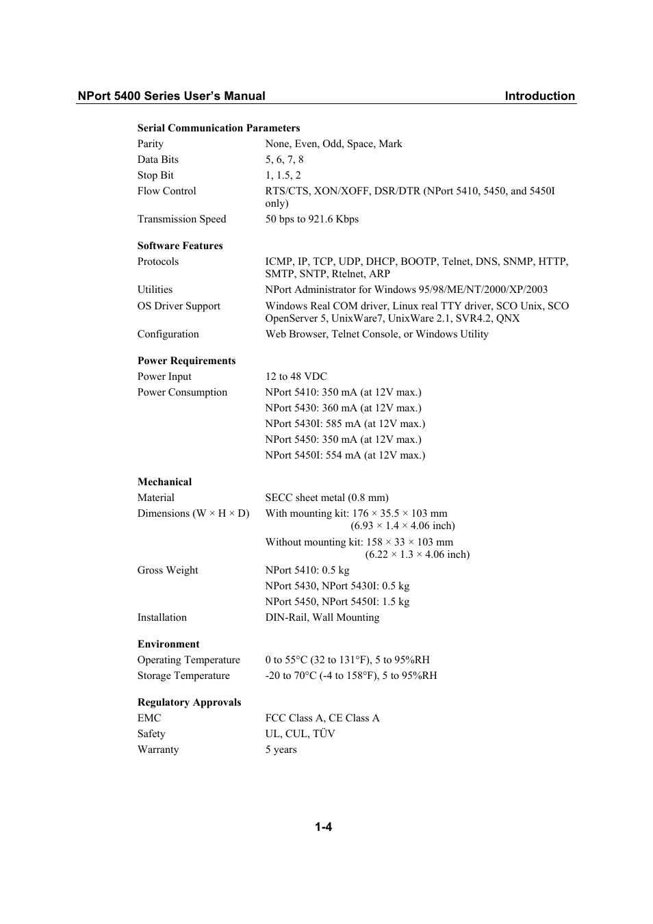 Moxa Technologies NPort 5400 Series User Manual | Page 8 / 104