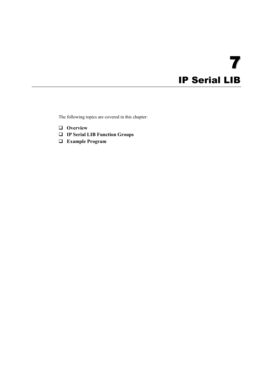 Ip serial lib, Chapter 7, Ip serial lib -1 | Moxa Technologies NPort 5400 Series User Manual | Page 87 / 104