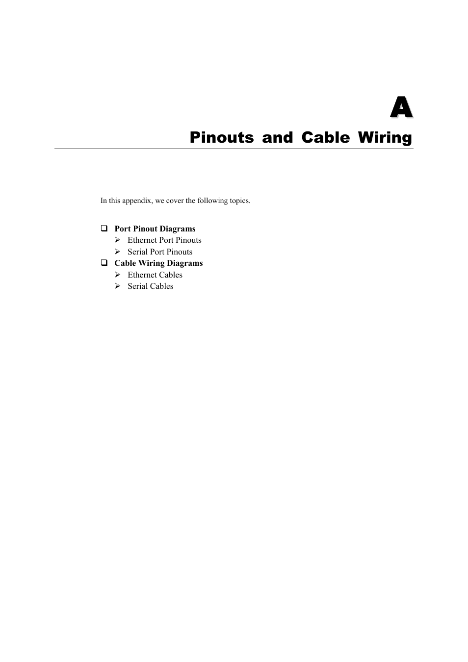 A. pinouts and cable wiring, Appendix a, Pinouts and cable wiring | Moxa Technologies NPort 5400 Series User Manual | Page 90 / 104