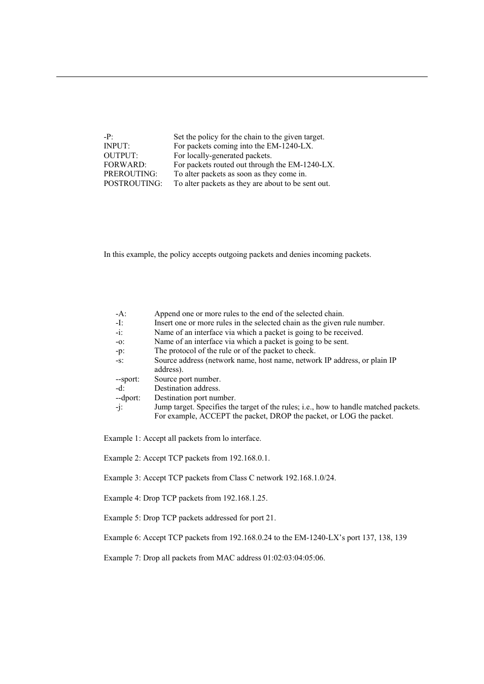 6 define policy for chain rules, Append or delete rules | Moxa Technologies EM-1240-LX User Manual | Page 39 / 64