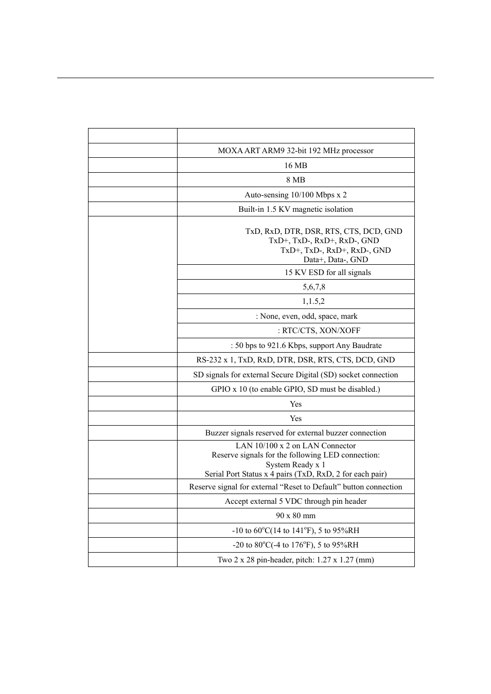 Product specifications, Hardware specifications, Hardware specifications -3 | Moxa Technologies EM-1240-LX User Manual | Page 7 / 64