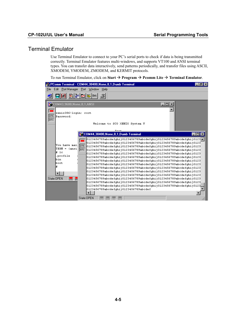 Terminal emulator, Terminal emulator -5 | Moxa Technologies CP-102U/UL User Manual | Page 67 / 78