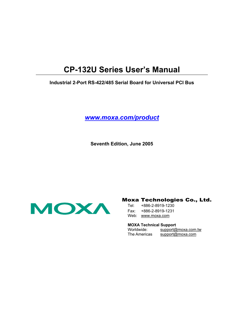 Moxa Technologies CP-132U User Manual | 87 pages