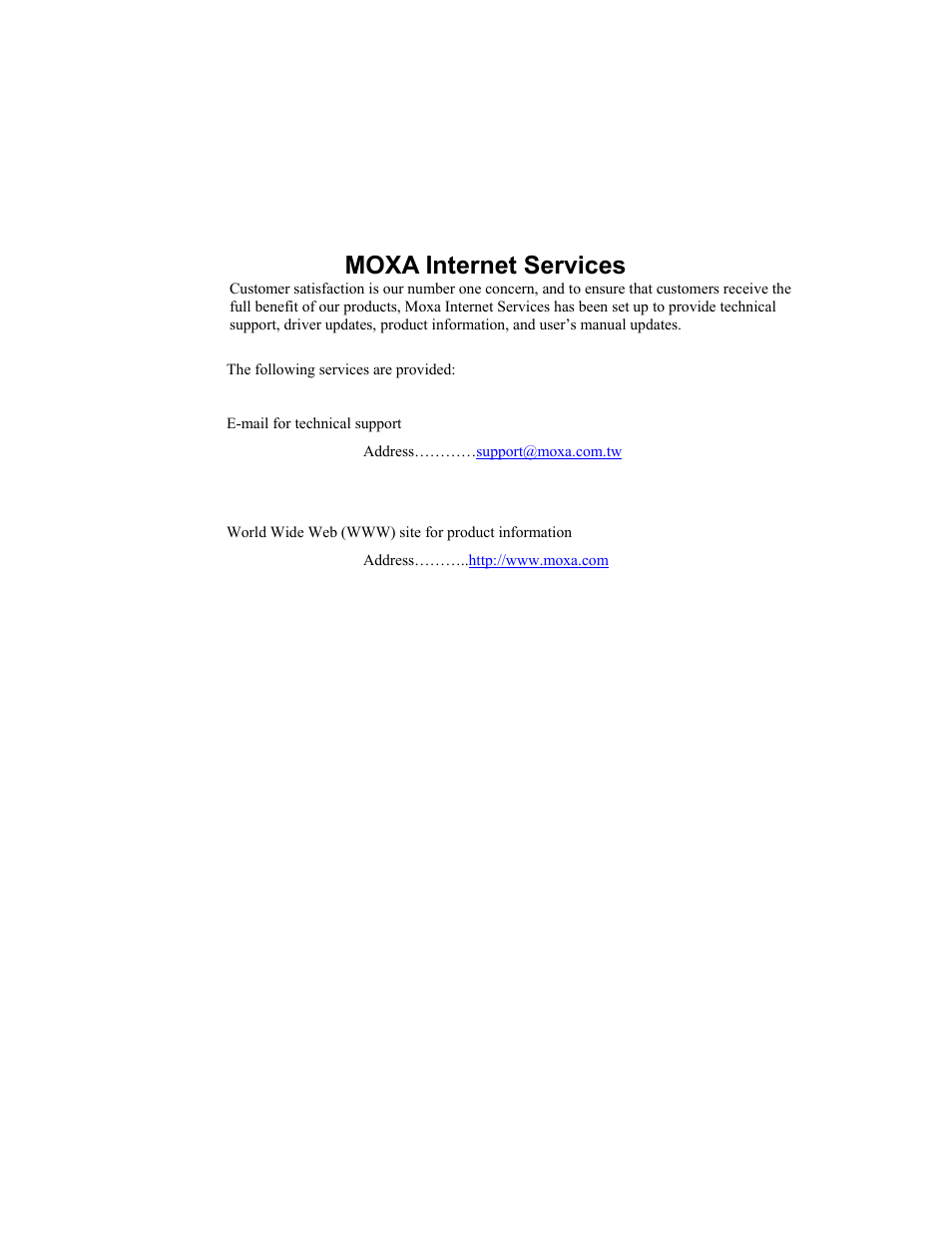 Moxa internet services | Moxa Technologies CP-132U User Manual | Page 3 / 87