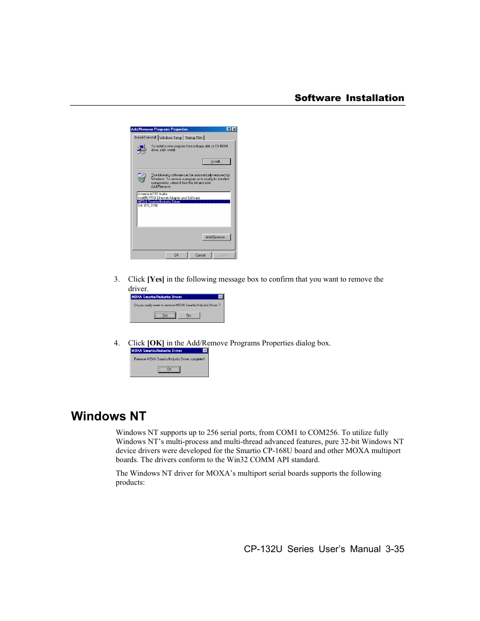 Windows nt, Windows nt -35 | Moxa Technologies CP-132U User Manual | Page 51 / 87