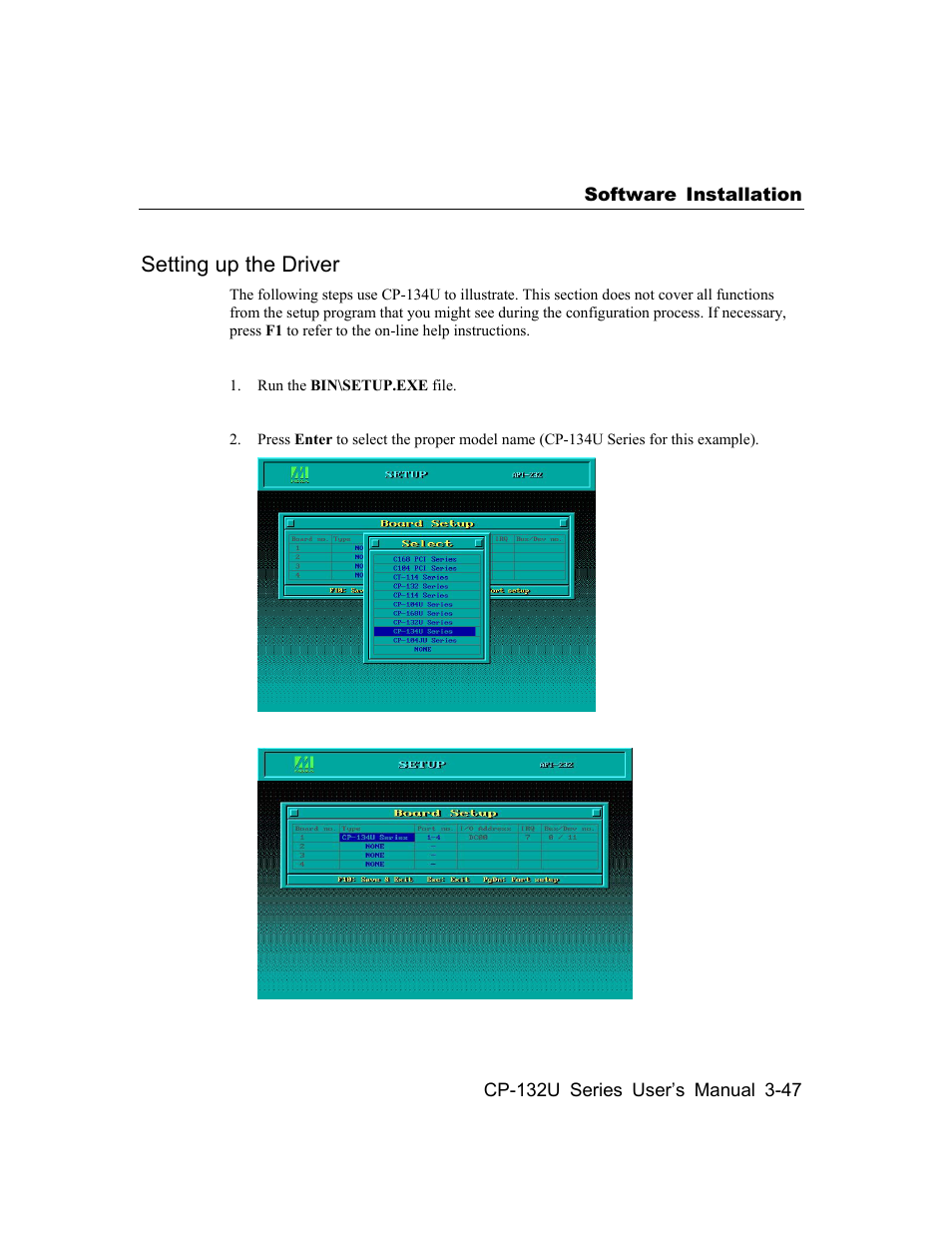 Setting up the driver, Setting up the driver -47 | Moxa Technologies CP-132U User Manual | Page 63 / 87
