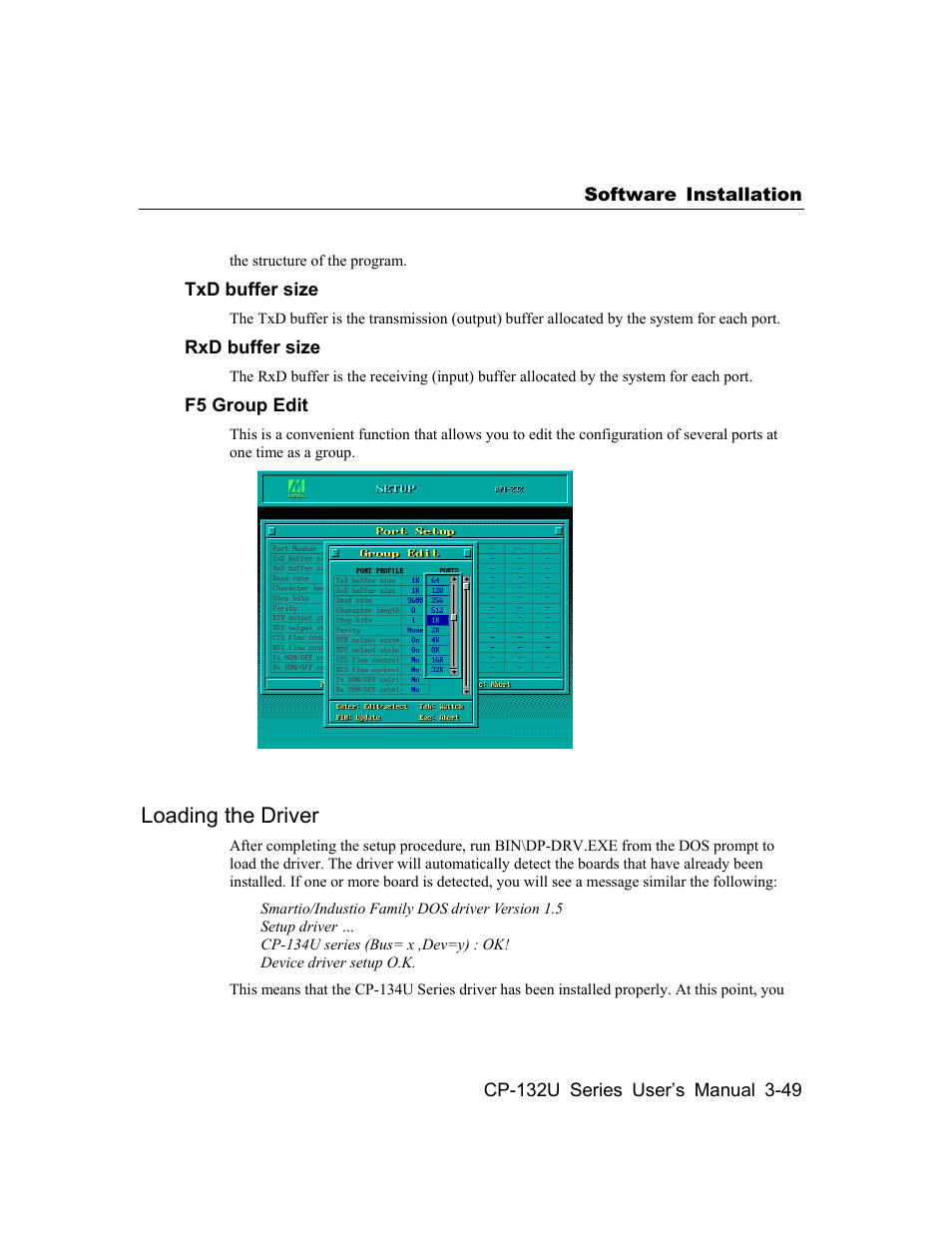 Loading the driver, Loading the driver -49 | Moxa Technologies CP-132U User Manual | Page 65 / 87