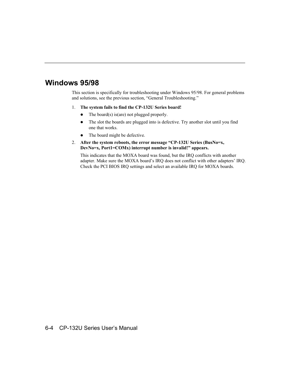 Windows 95/98, Windows 95/98 -4 | Moxa Technologies CP-132U User Manual | Page 84 / 87