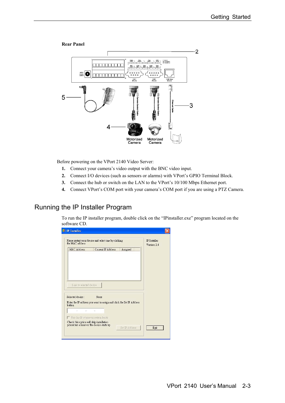 Running the ip installer program -3, Running the ip installer program | Moxa Technologies 2140 User Manual | Page 17 / 100