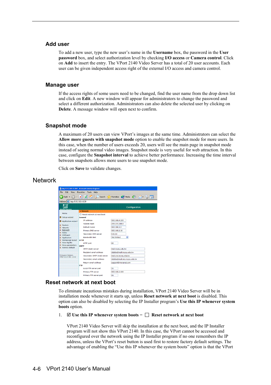 Network -6, Network | Moxa Technologies 2140 User Manual | Page 40 / 100